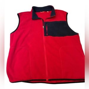 IZOD Full Zip‎ Fleece Vest Men’s XXL Three Pockets Red Navy